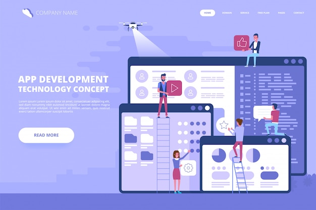 People team work together in web industry.