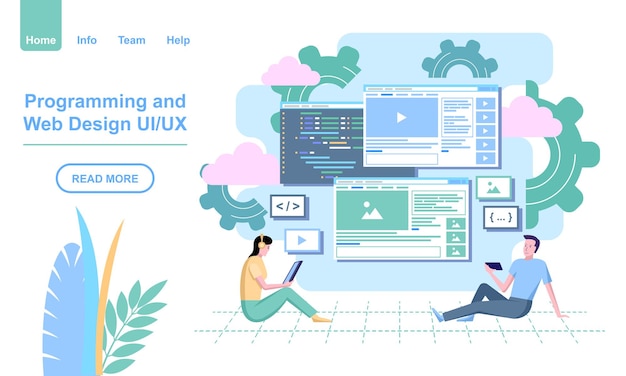 People Web Design UI UX landing page template flat