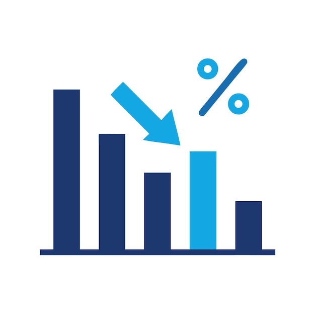 Percentage Decrease Bar Chart Icon