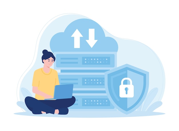 personal data security cyber data security online concept flat illustration