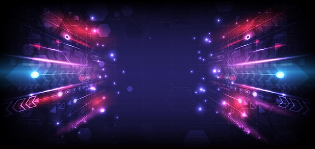 perspective glowing speed arrow abstract futuristic high technology background internet motivation and connection to communicate of innovation circuit lines of data computer landing page and space