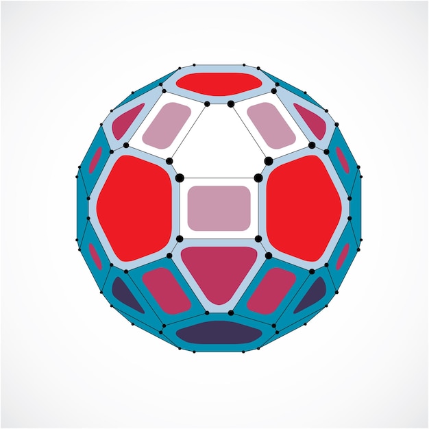 Perspective technology shape with black lines and dots connected, polygonal wireframe object. Abstract colorful faceted element for use as design structure on communication technology theme