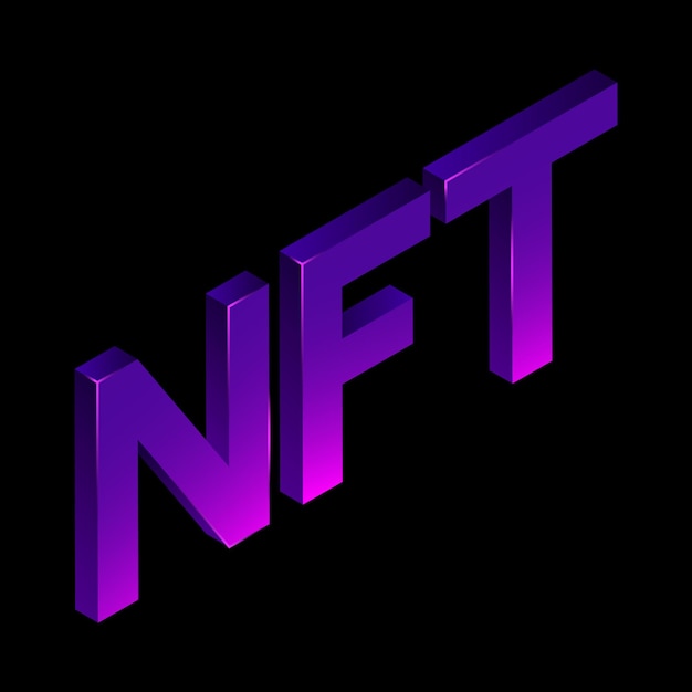 Phần tử đồ họa riêng biệt Logo NFT 3D trên nền đen