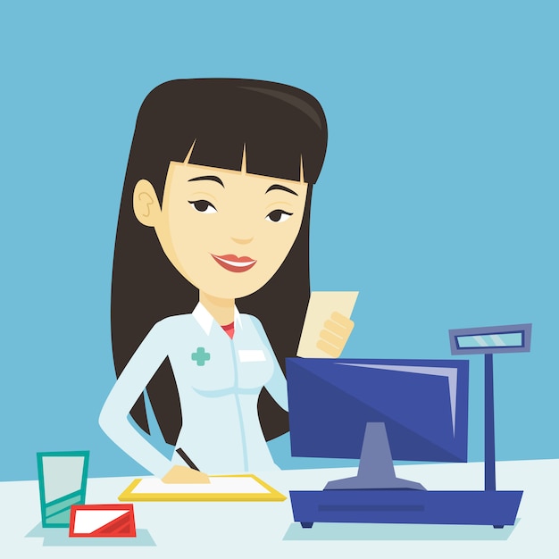 Pharmacist writing prescription.
