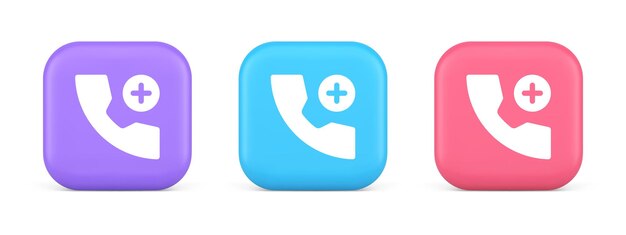 Phone call add contact communication button voice conversation web interface app 3d icon