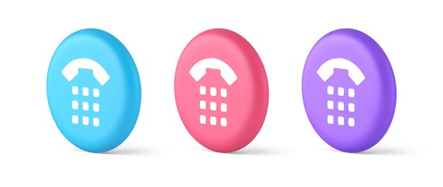 phone call button application handset mobile contact communication 3d realistic icons