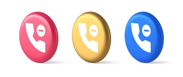 Phone call delete contact communication button remotely voice web interface app 3d realistic icons