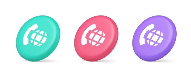 Phone call international global communication button cyberspace dialogue conversation 3d icon