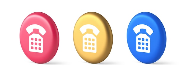 phone customer support call contact connect button retro telephone handset 3d realistic icons