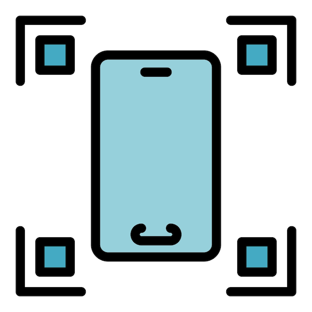 Phone snapshot icon outline vector Zoom app Screenshot camera color flat