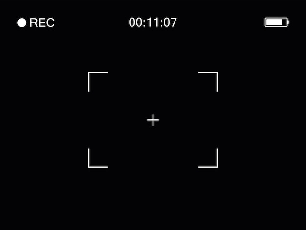 Photo camera frame viewfinder Video recording screen Modern focusing screen Vector illustration on black background