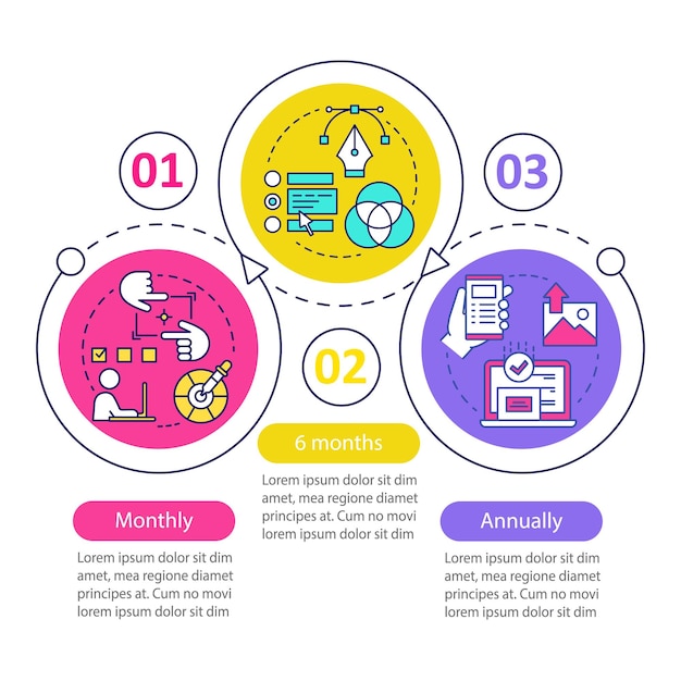 Photo editor subscription vector infographic template. Business presentation design elements. Monthly tariff. Data visualization, three step, option. Process timeline chart. Workflow layout, icons