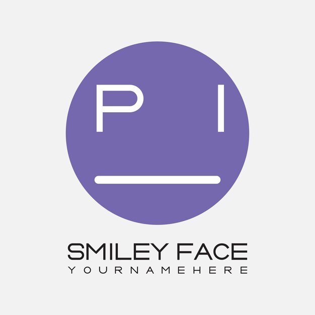 PI initial monogram for Smiley face logo with circle style design