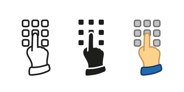 pin code input icon pincode keypad with index finger vector illustration entering password keyboard
