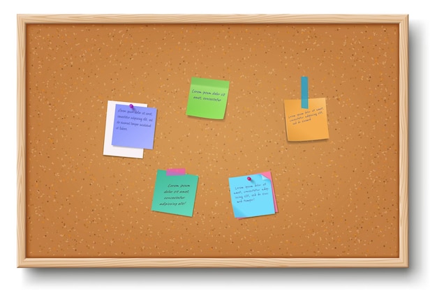 pinboard with meme stickers realistic vector illustration