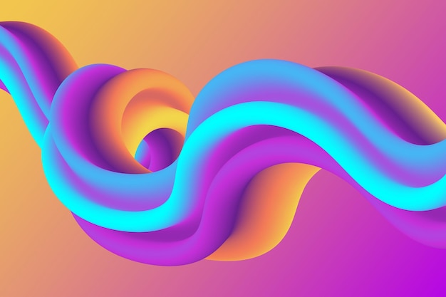 Pink and blue liquid gradient dynamic twisted shape background design