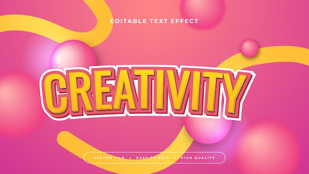 Pink and yellow creativity 3d editable text effect font style