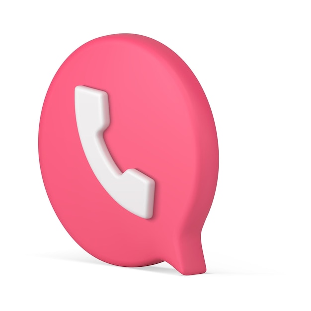 Pink d realistic icon mobile app voice call application service isometric vector illustration