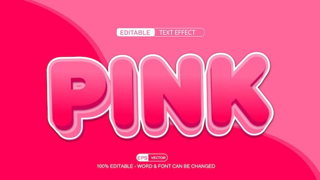 pink editable text effect vector 3d style