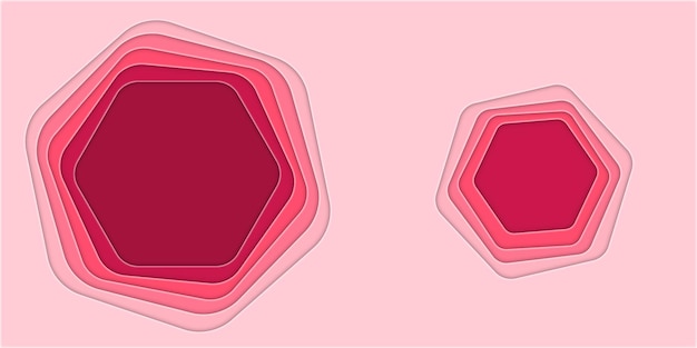 Pink hexagon little curved edges multiple layers design abstract vector 3d shadow wallpaper for desk