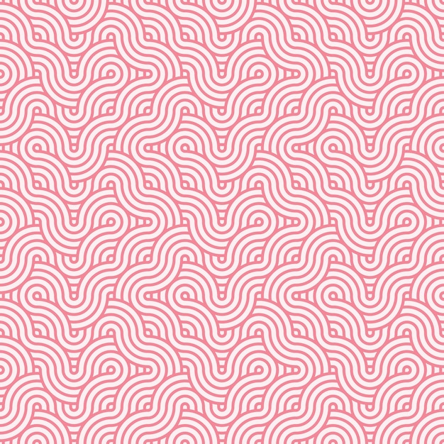 pink seamless abstract geometric japanese overlapping circles lines and waves pattern