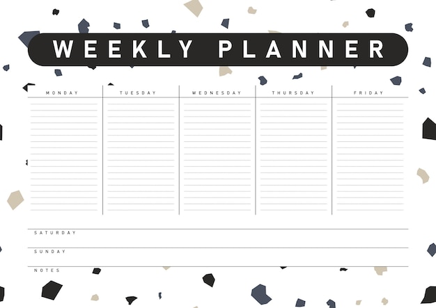 Pink weekly planner with flowers hand drawn notes stationery organizer for daily plans floral vector weekly planner template schedules