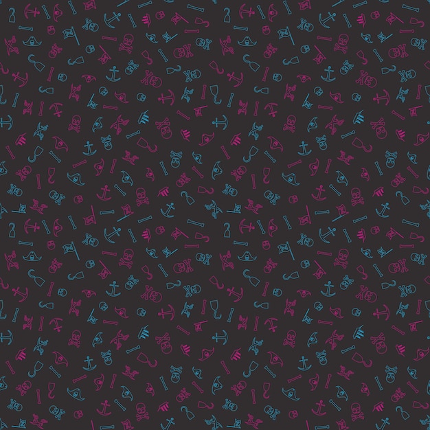 Pirates Themed Freehand Drawings Seamless Pattern Hand Drawn Pirate Elements Background