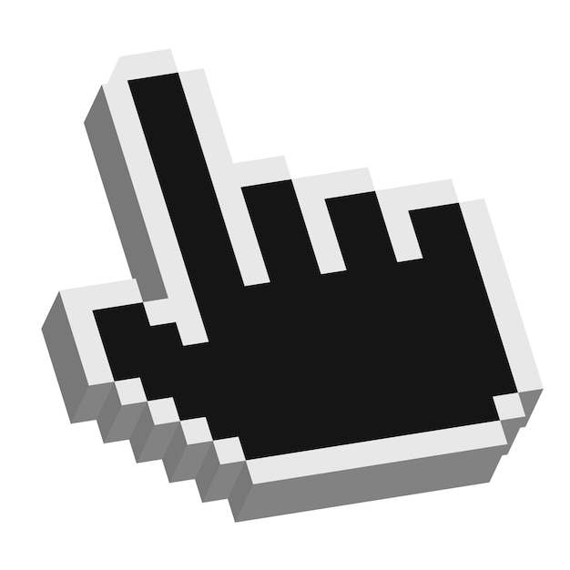 Pixel 3d mouse cursor Mouse hand cursor Computer Mouse click cursor Vector clipart