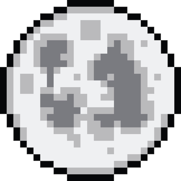 Pixel art cartoon moon icon