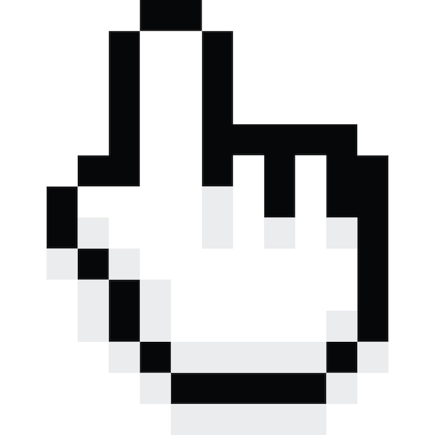 Pixel art cartoon mouse pointer hand icon 2