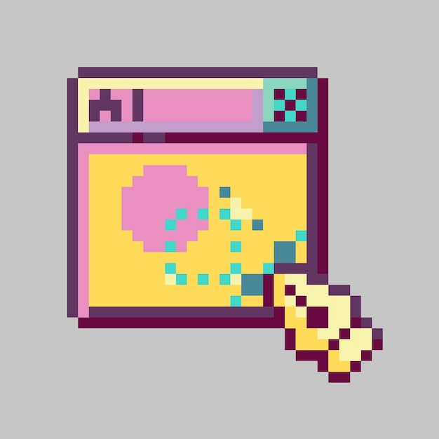 Pixel Art Computer Window with Cursor