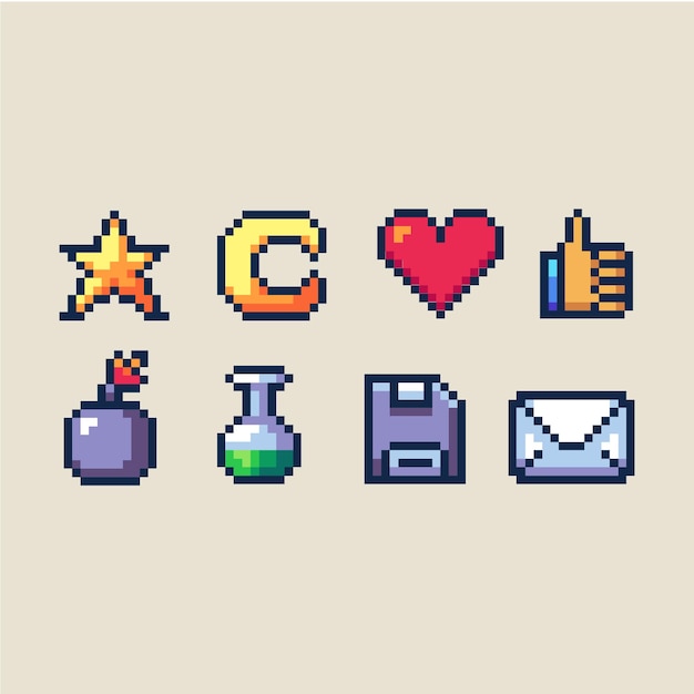 pixel art icon set