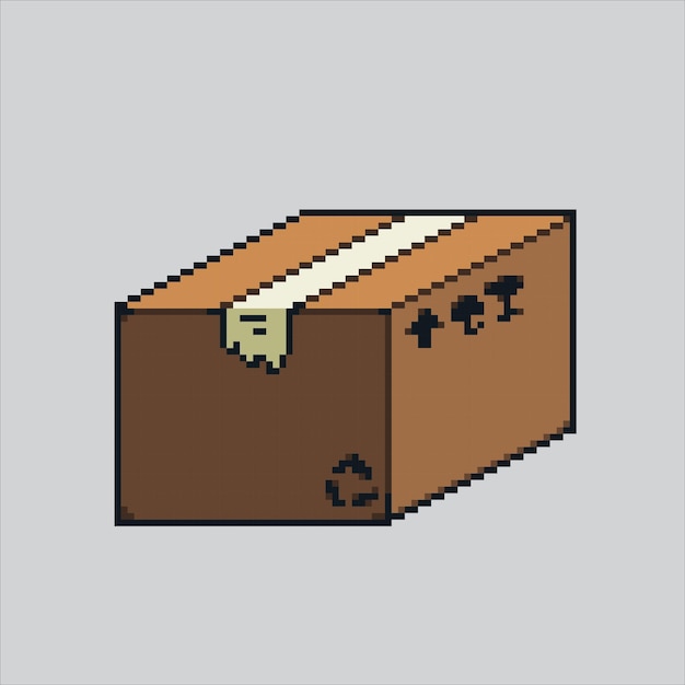 Pixel art illustration Cardboard Box Pixelated Cardboard Box Cardboard Box Shipping