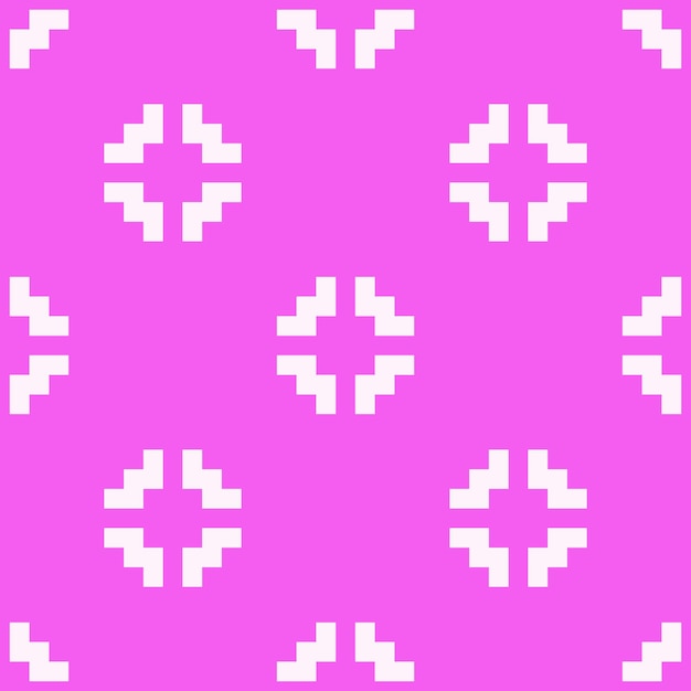 Pixel background with square objects Brutalist 8bit cross print Seamless pattern with retro geometric elements y2k aesthetics