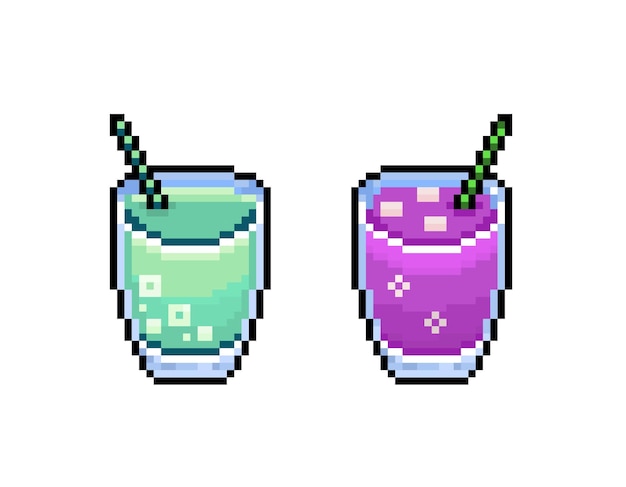 Pixel cocktails  colorful 8 bit retro summer drinks
