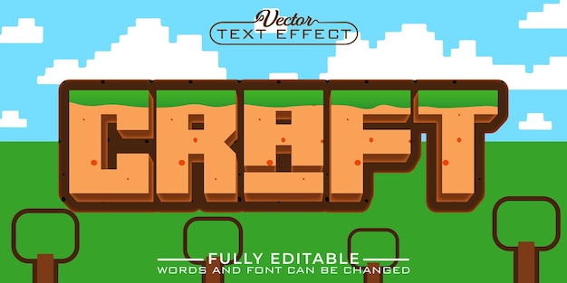 pixel craft vector editable text effect template
