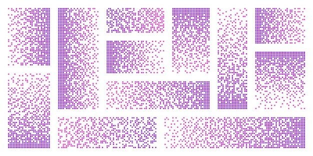 Pixel disintegration decay effect various rectangular elements made of colorful square shapes
