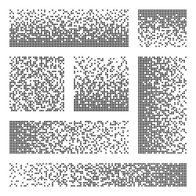 pixel disintegration decay effect various rectangular elements made of square shapes dispersed