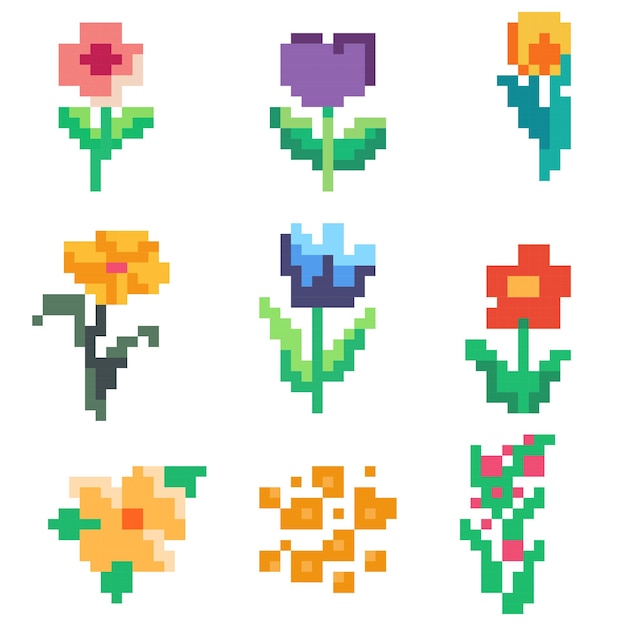 pixel flowers in vector format vibrant digital floral design for creative projects