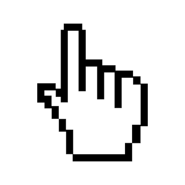 pixel hand finger or computer mouse pointer icon