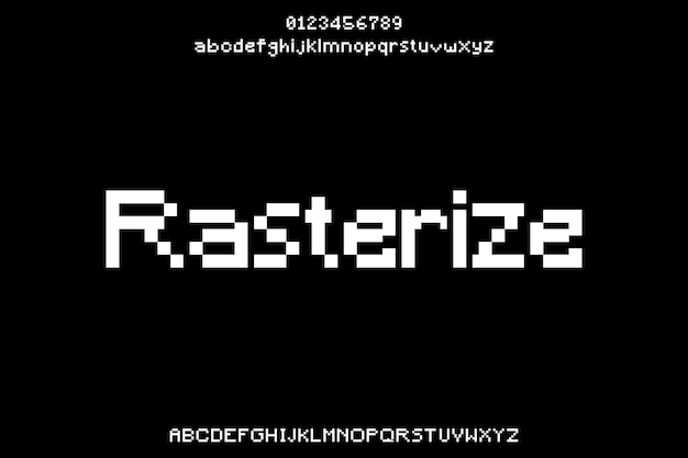 pixels rasterize creative vector custom display alphabet font design