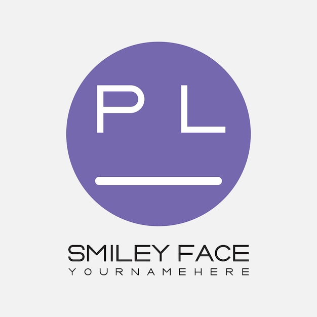 PL initial monogram for Smiley face logo with circle style design