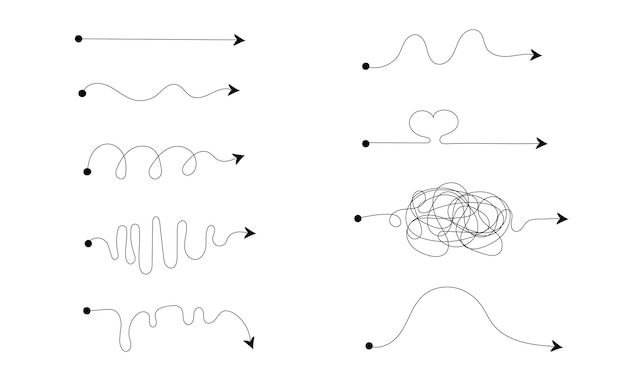plan concept with smooth route and rough route expectation and reality directional arrows