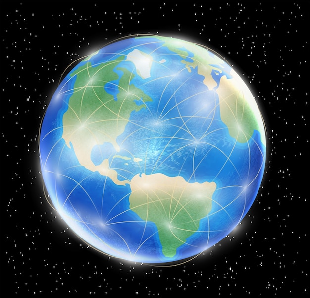planet earth globe with space star background