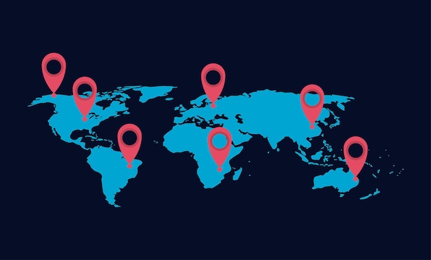 Planet earth with pins