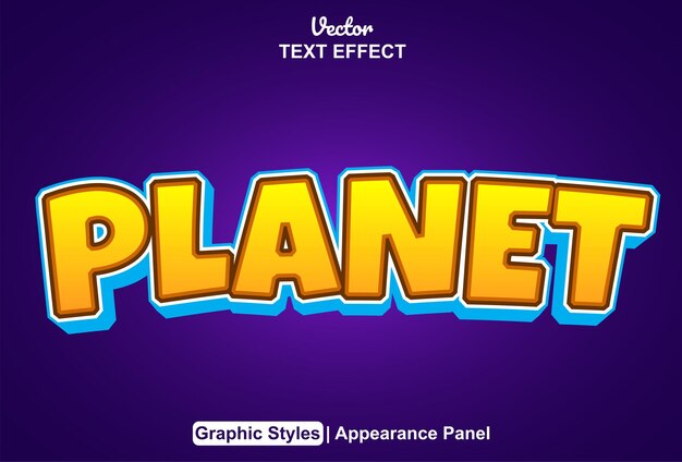 planet text effect with graphic style and editable