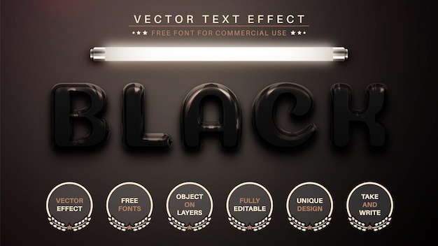 Plastic black edit text effect editable font style