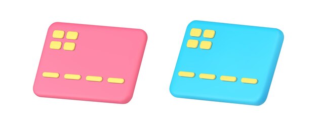 Plastic card banking account for financial transaction cashless e payment money 3d icon set vector