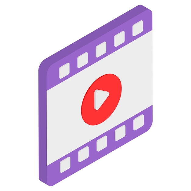 Play Script isometric Concept Film strip with play button Video blogger vlogger or videography equip