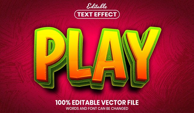 Play text, font style editable text effect